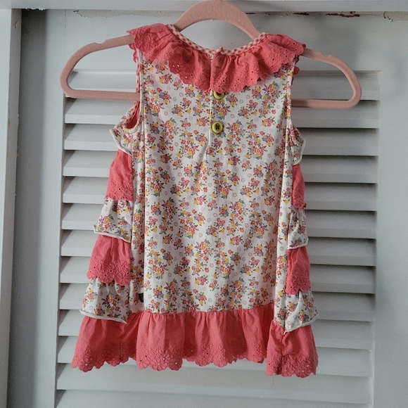 Matilda Jane Eyelet Floral Tiered Ruffle Girls Dress. - Picture 2 of 10